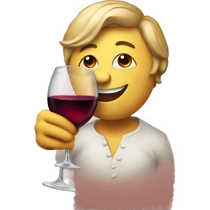 one smiley in love drinking wine emoji
