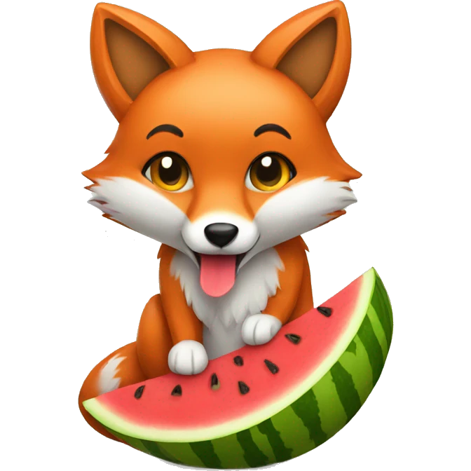 fox with watermelon emoji