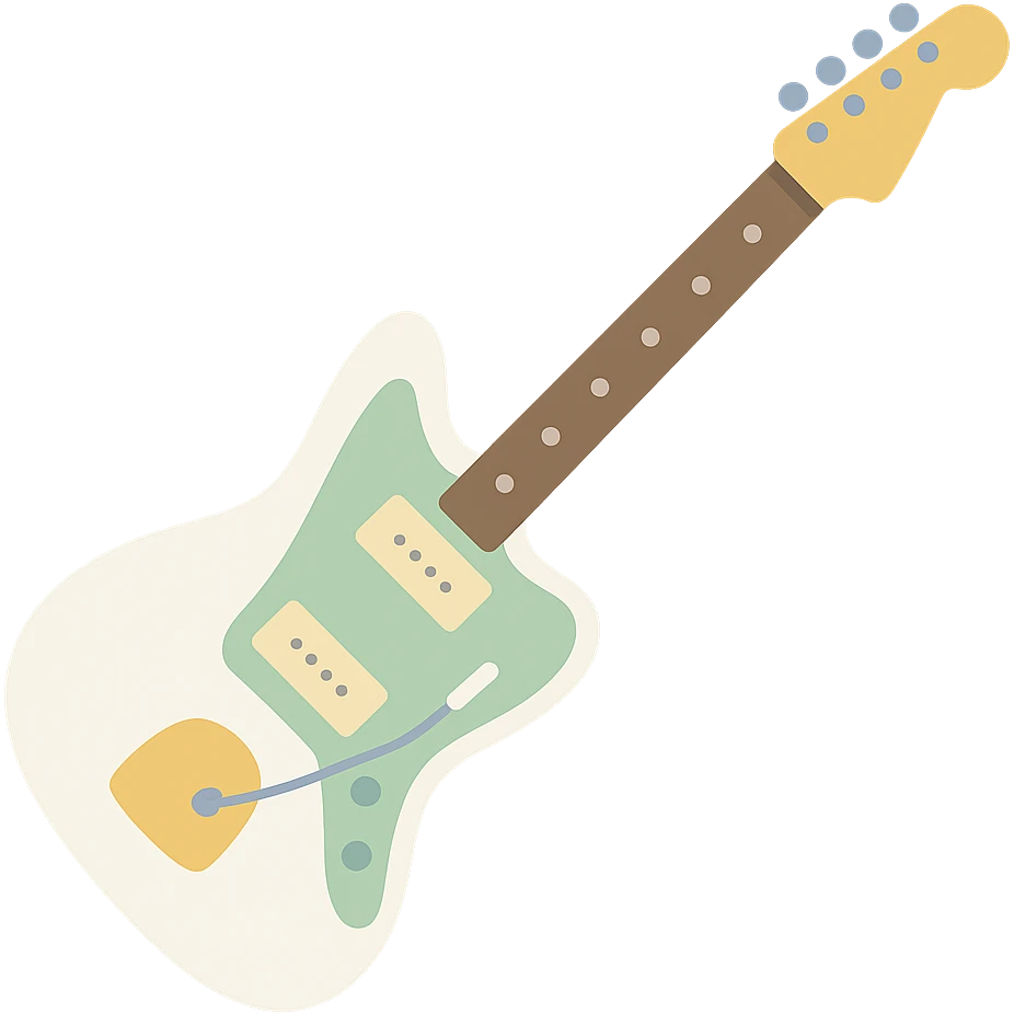 Olympic White Fender Jazzmaster guitar with classic tremolo bar emoji