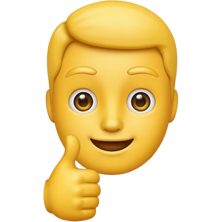 Make a ￼ straight face emoji holding thumbs up￼ emoji