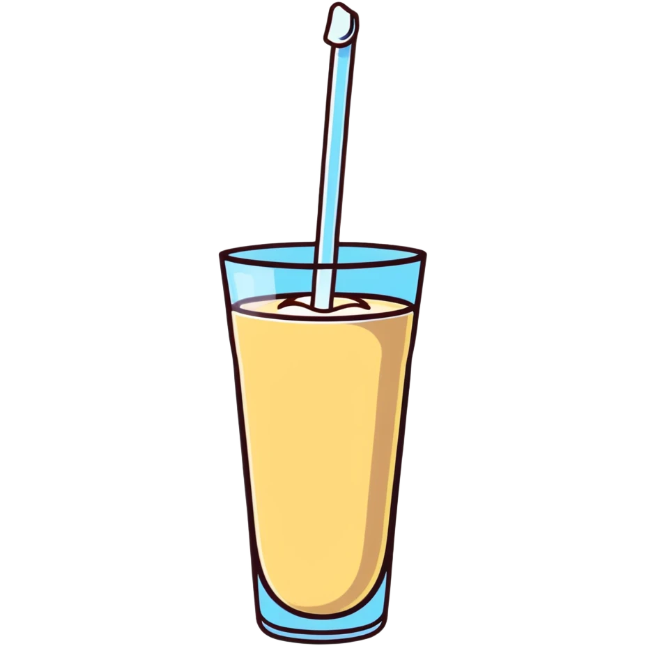 Glass of milk with Nesquik chocolate powder being mixed in emoji