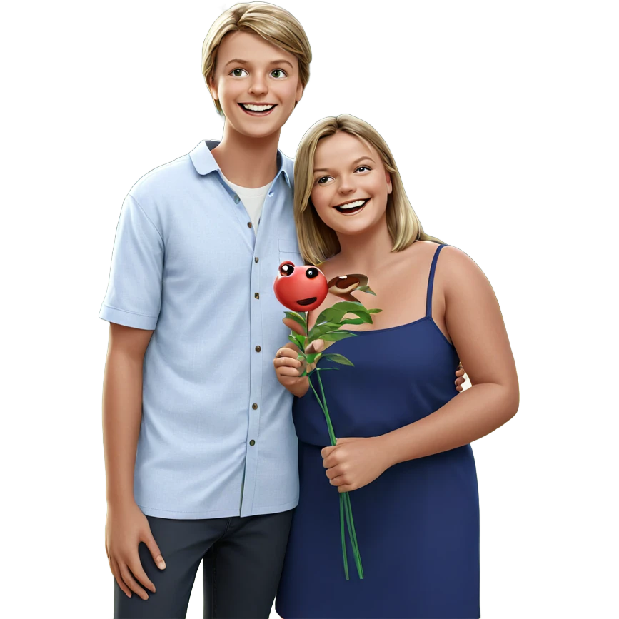 smiling boy and girl outdoors emoji