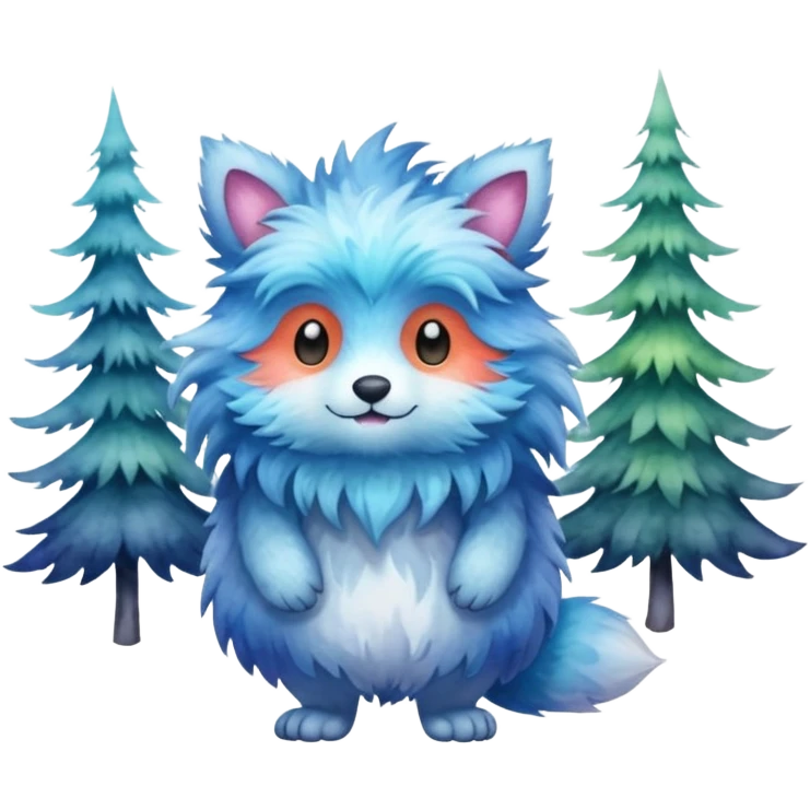watercolor furry creature in a misty forest emoji