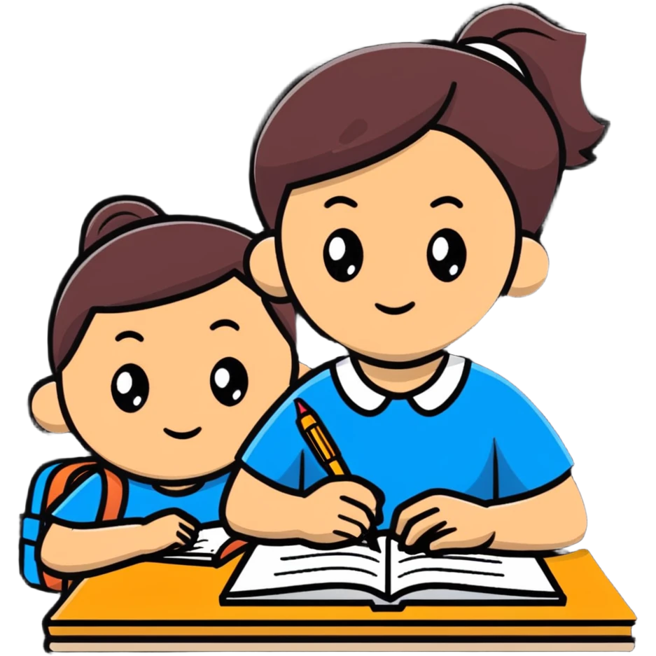Focused student with pen and notebook, ear tilted toward teacher, learning emoji
