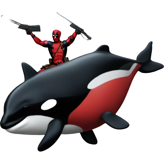 Deadpool shooting an orca emoji