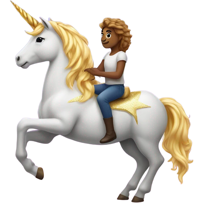 Person riding on giant unicorn  emoji