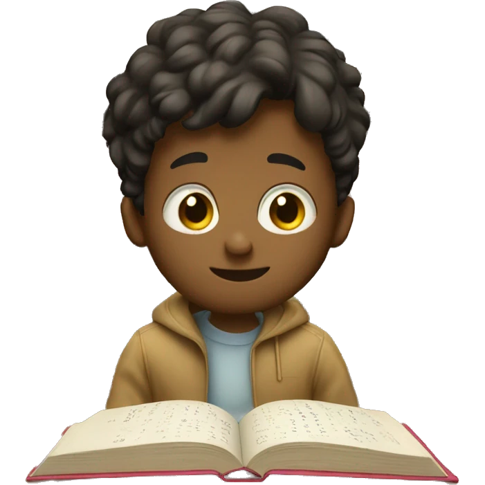 A boy is reading math books emoji