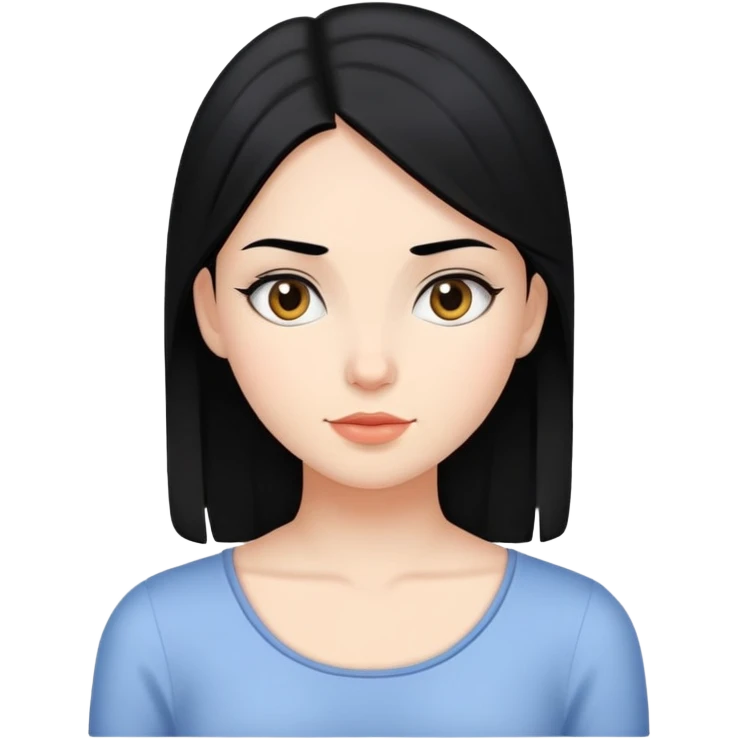 Demure girl with black hair having a chill day emoji