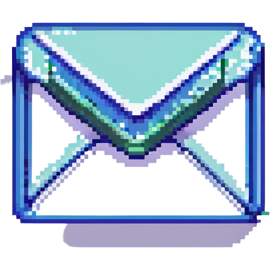 pixel art email icon with motion lines emoji