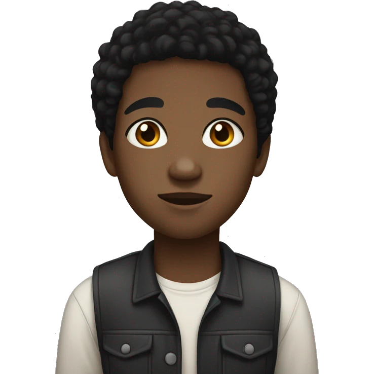black teenager with black hair and brown eyes emoji