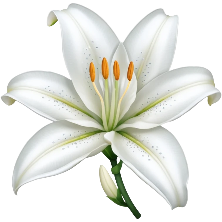A cute gorgeous beautiful shiny glittery shimmering soft smooth hyperrealistic white Lily flower Corolla blossom bloom (without the stem) emoji