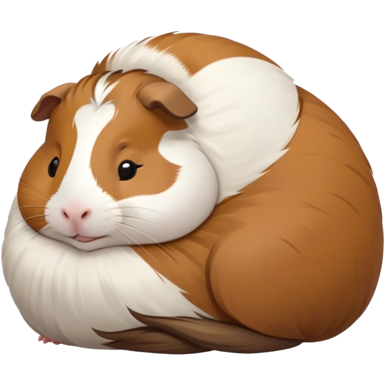Meme-Worthy Cute Sleeping Brown and White Banded Guinea Pig Portrait Emoji, Head resting peacefully with a contented smile, showcasing a delightfully chubby build and a luxuriously soft banded fur of brown and white, eyes shut in a serene, cozy nap, Simplified yet hilariously adorable features, highly detailed, glowing with a soft, drowsy light, high shine, relaxed and utterly lovable, stylized with an air of playful laziness, bright and heartwarming, soft glowing outline, capturing the essence of a comically sleepy guinea pig, so meme-worthy it feels like it could instantly become the next viral sensation of adorable slumber! emoji