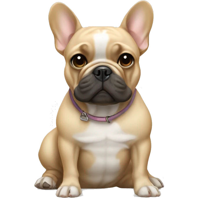 French bulldog with a girl with blond curly hair emoji
