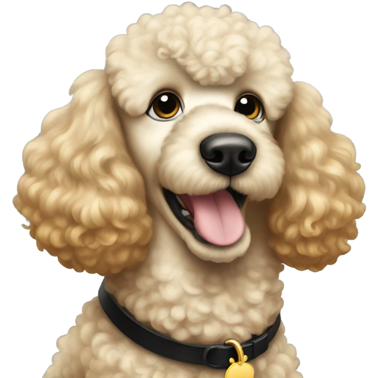 White/Golden giant poodle with black collar emoji