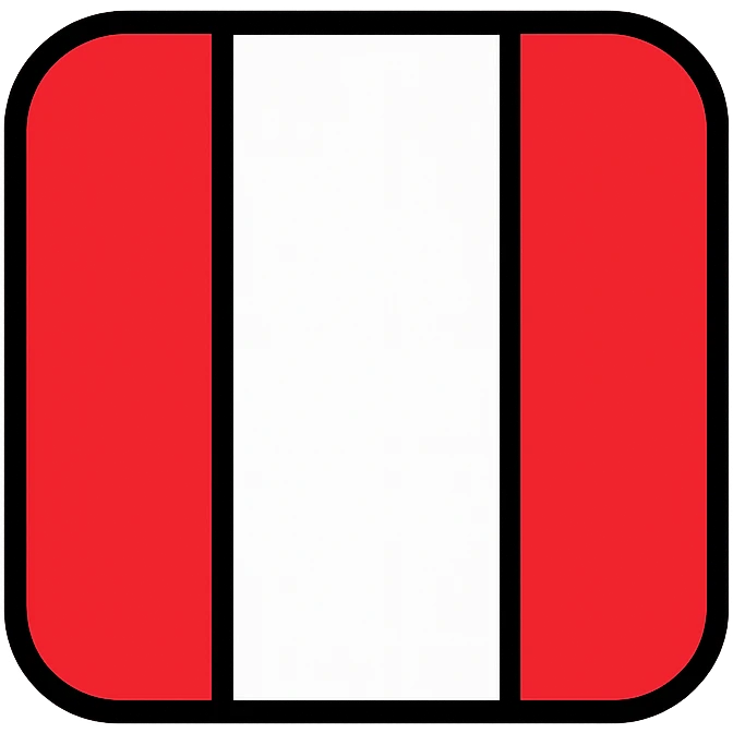 flag of Peru with vertical red-white-red stripes, simple, iconic, no text emoji