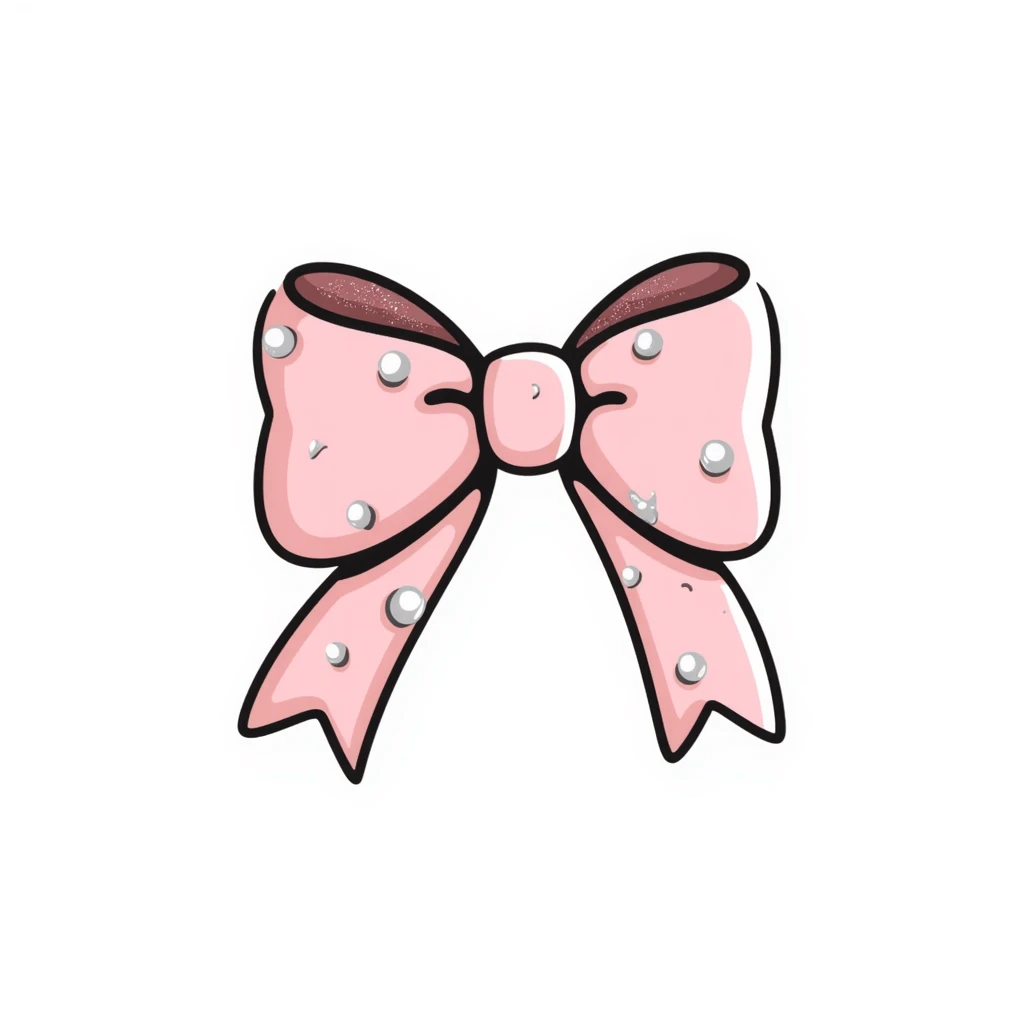 Pastel pink bow with pearls emoji