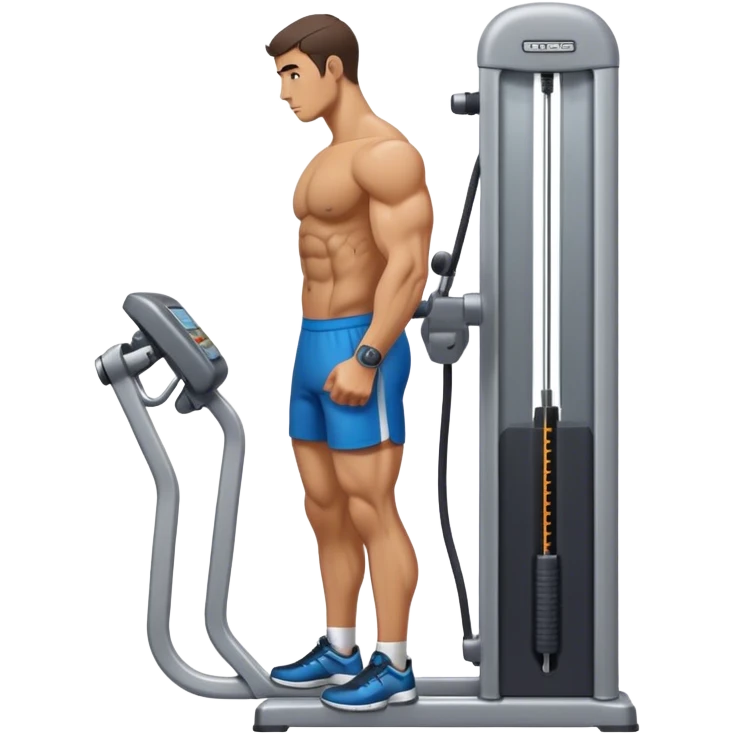 side-view man standing cable-machine tricep-pushdown emoji