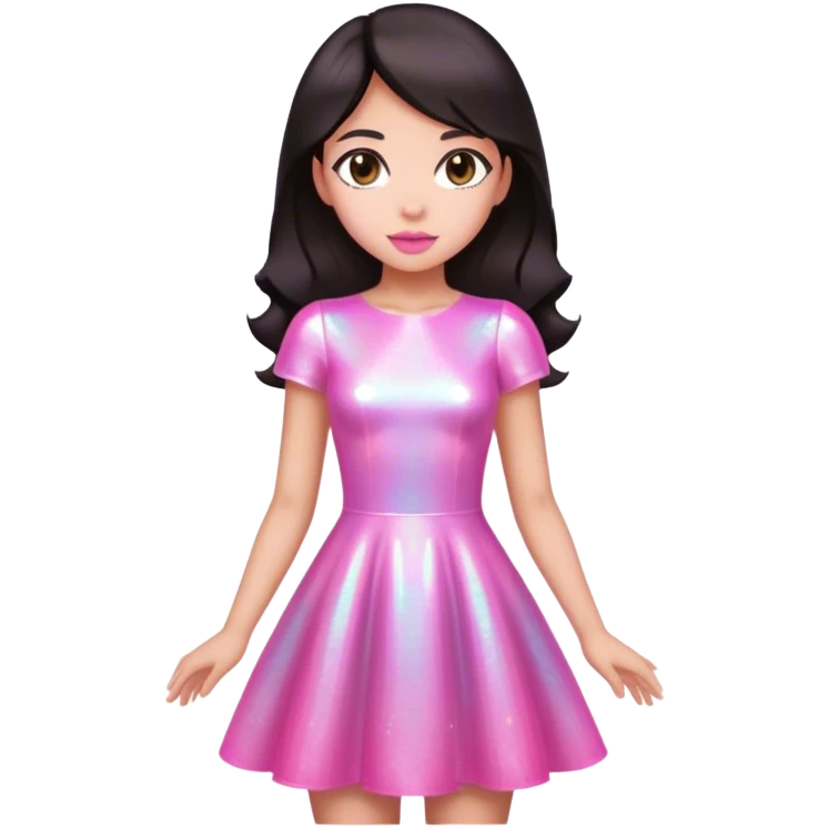 Princesa pelo negro vestida de rosa holográfica  emoji