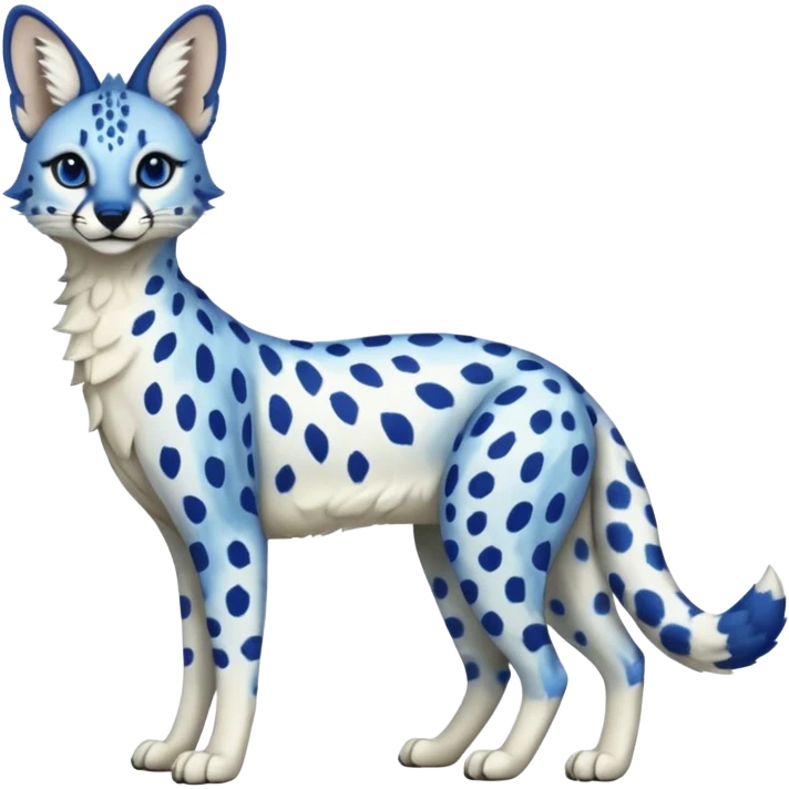 Cobalt-blue, spotted, white-bellied, exotic Serval-sergal-Trico-fusion-animal-hybrid emoji