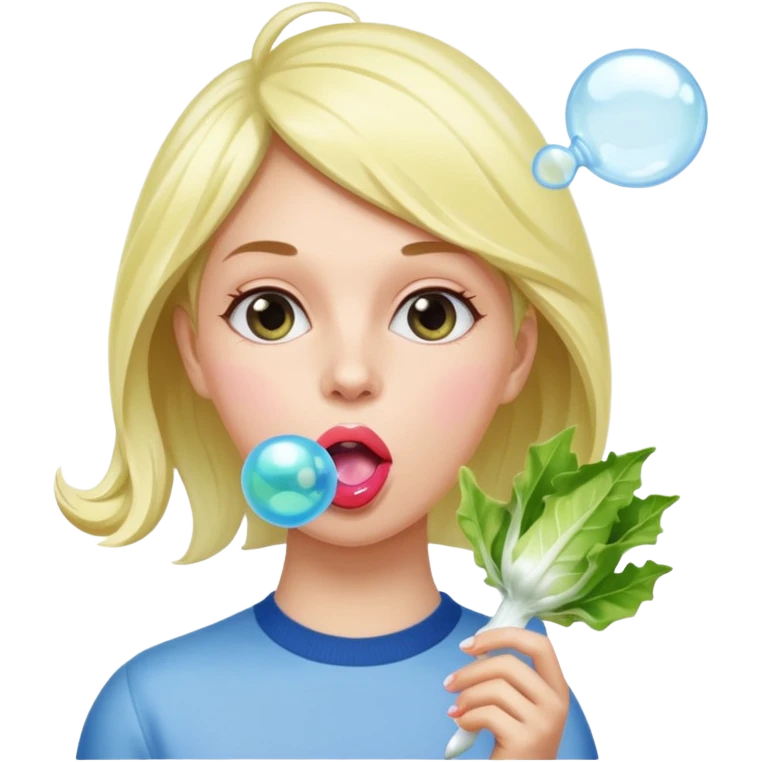  👩🏼 dans une endive géante, et à des chaussettes et fais une bulle avec un chewing-gum  emoji