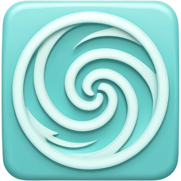 a Tiny compressed Stylized light-turquoise whirlwind symbol inside a pastel white square icon, light turquoise borders emoji