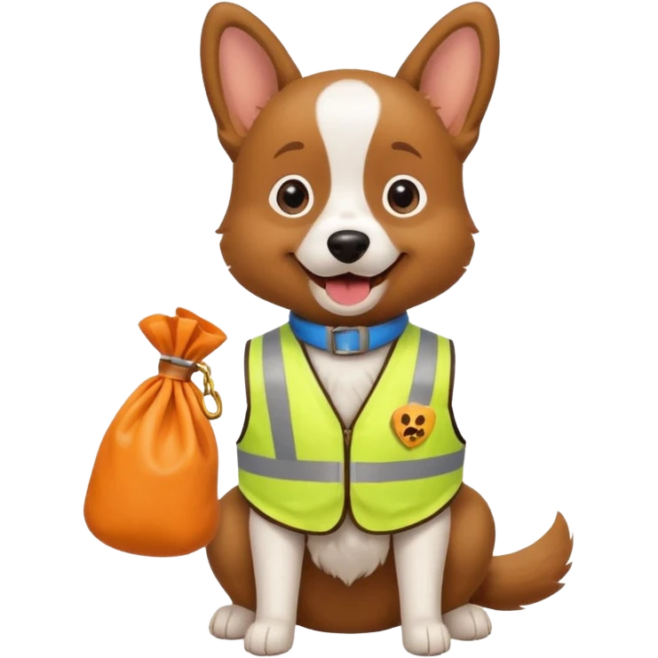 dog, Waste Management, safety vest, poop bag emoji