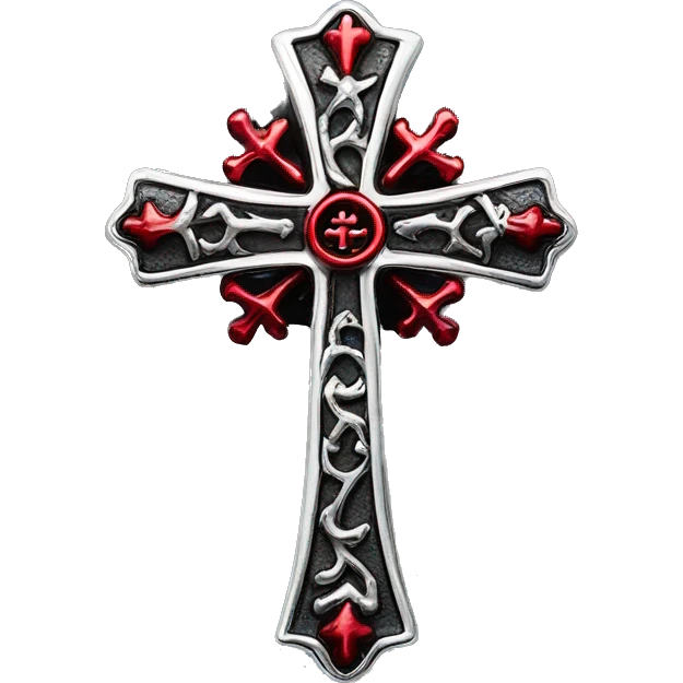 chrome hearts gothic cross silver and red emoji