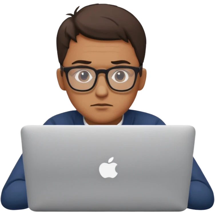 a man behind mackbook the man being little visible form the front emoji