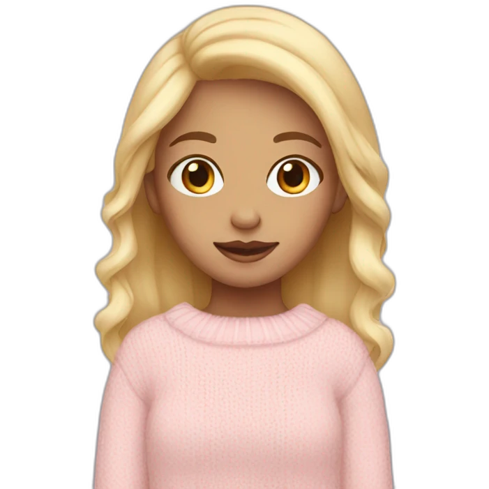 Girl with a sweater pastel pink and blond hair  emoji