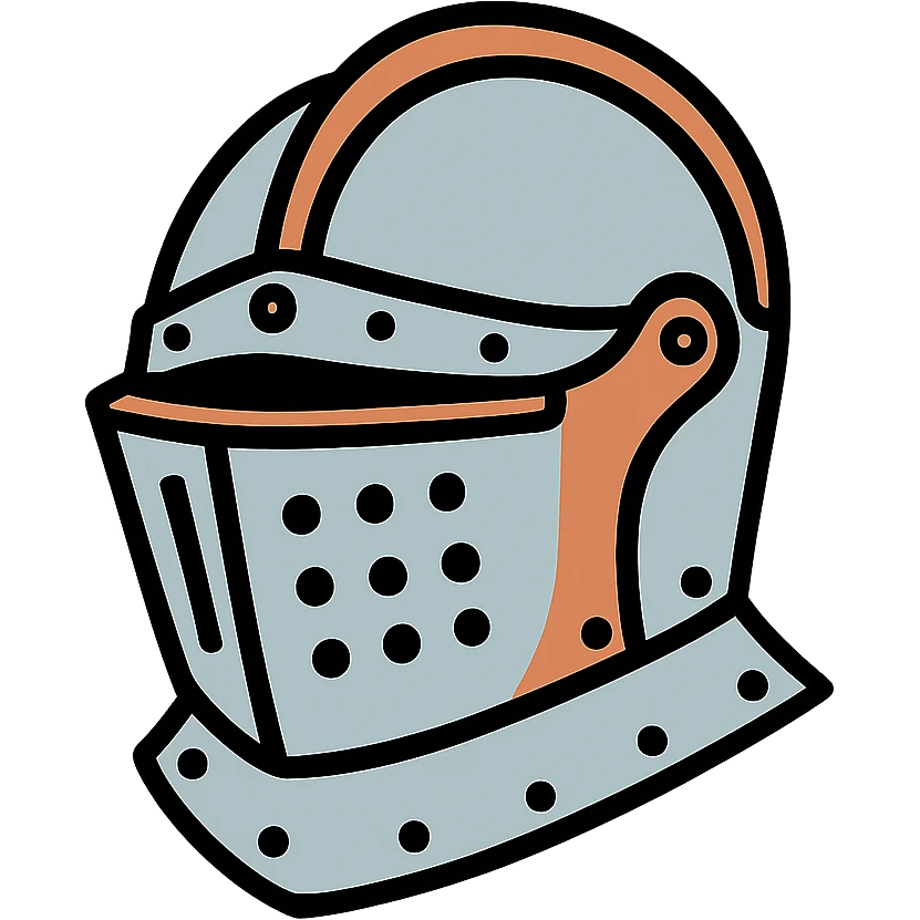 Detailed medieval tournament helmet with light rust accents emoji