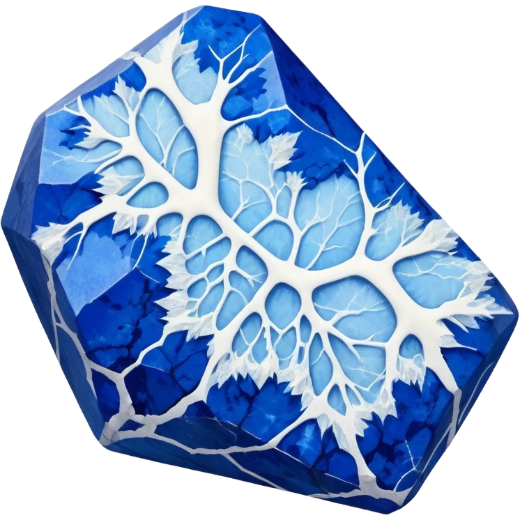 A rare, rich royal-blue tectosilicate mineral mottled with white calcite veins emoji