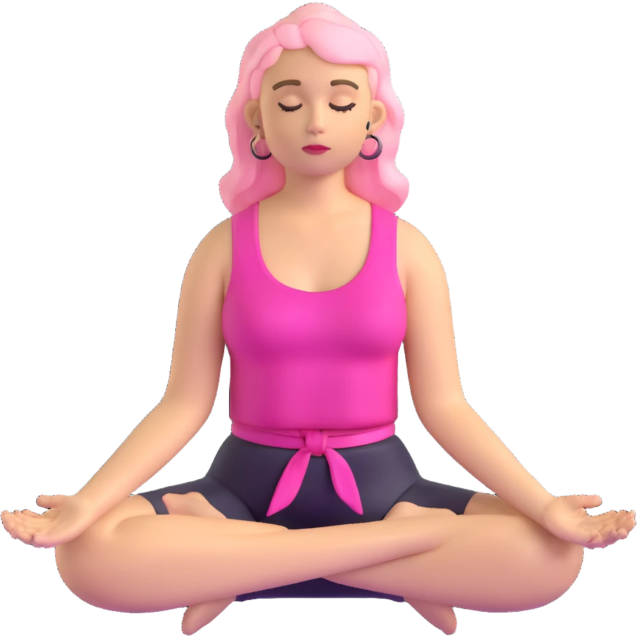 blonde angel woman with long hair meditating with pink hair clips emoji