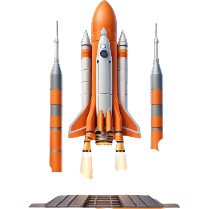 Cinematic shot of a heavy rocket lifting off from a launchpad, massive pillars of fire and smoke, dramatic lighting emoji