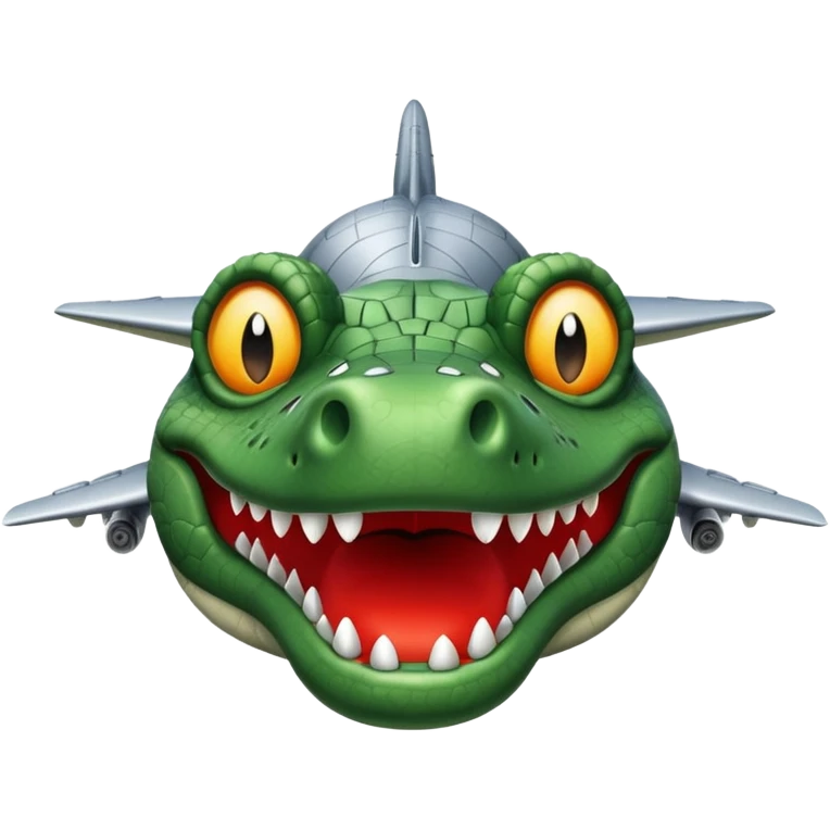 Un avions com cara de cocodrlilo i el cuerpo gris emoji
