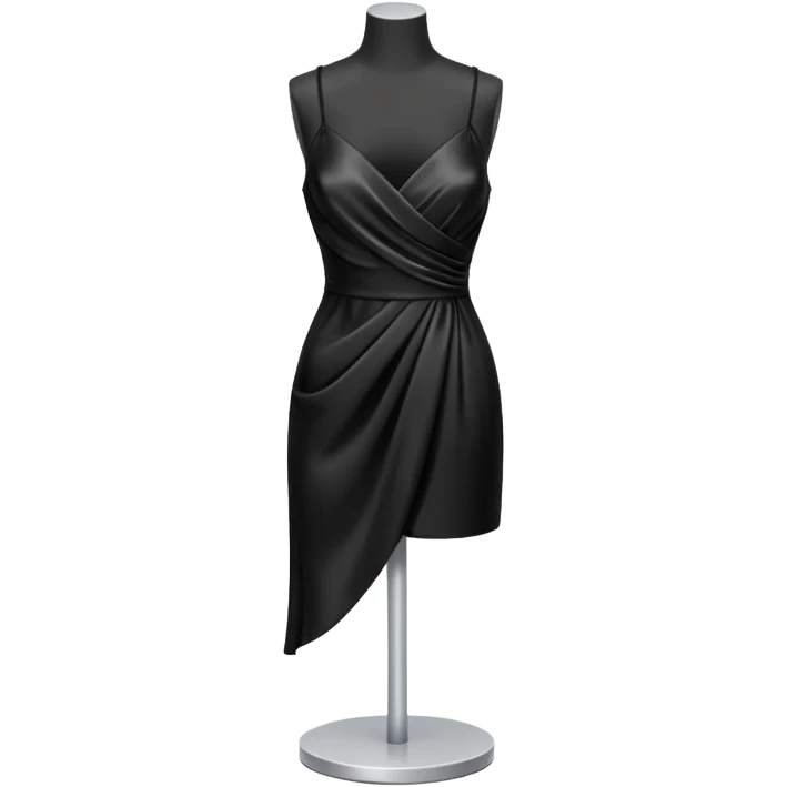 Strappy short black dress made of silk on a headless mannequin  emoji