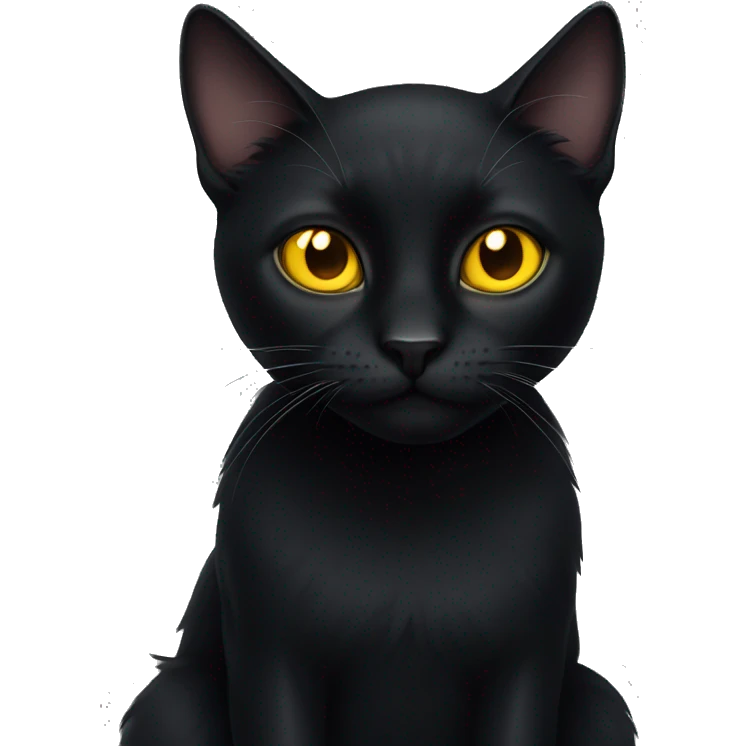 Black cat sitting yellow eyes emoji