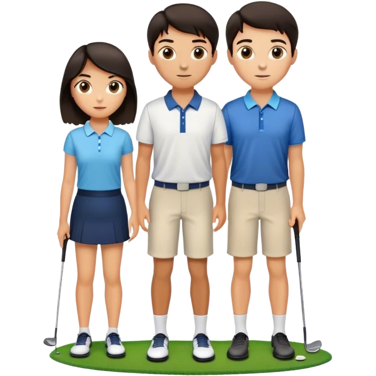 Golf players , dark hair, left boy, above girl, right boy emoji