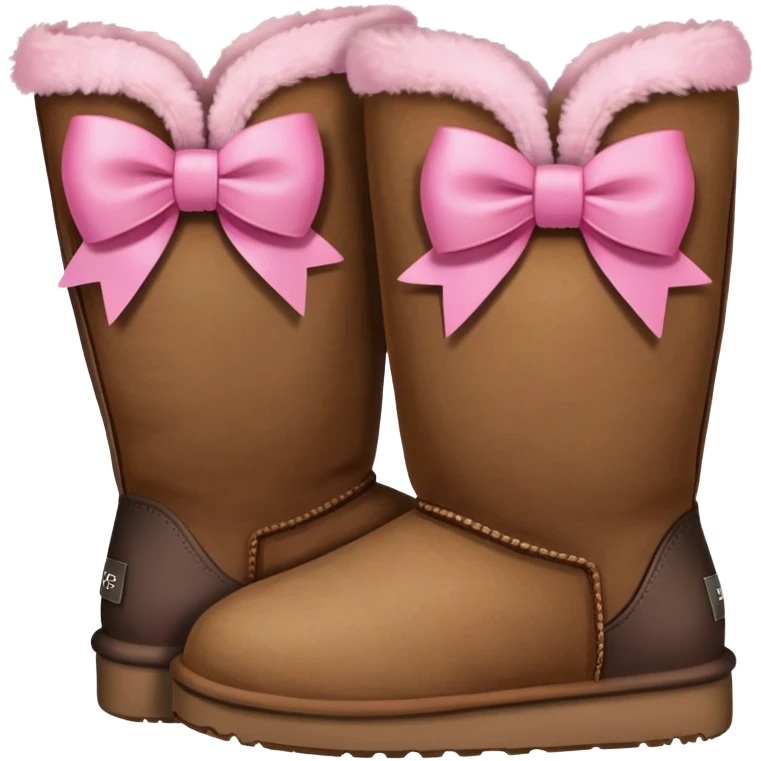 A pair of uggs with a pink bow on the ends emoji