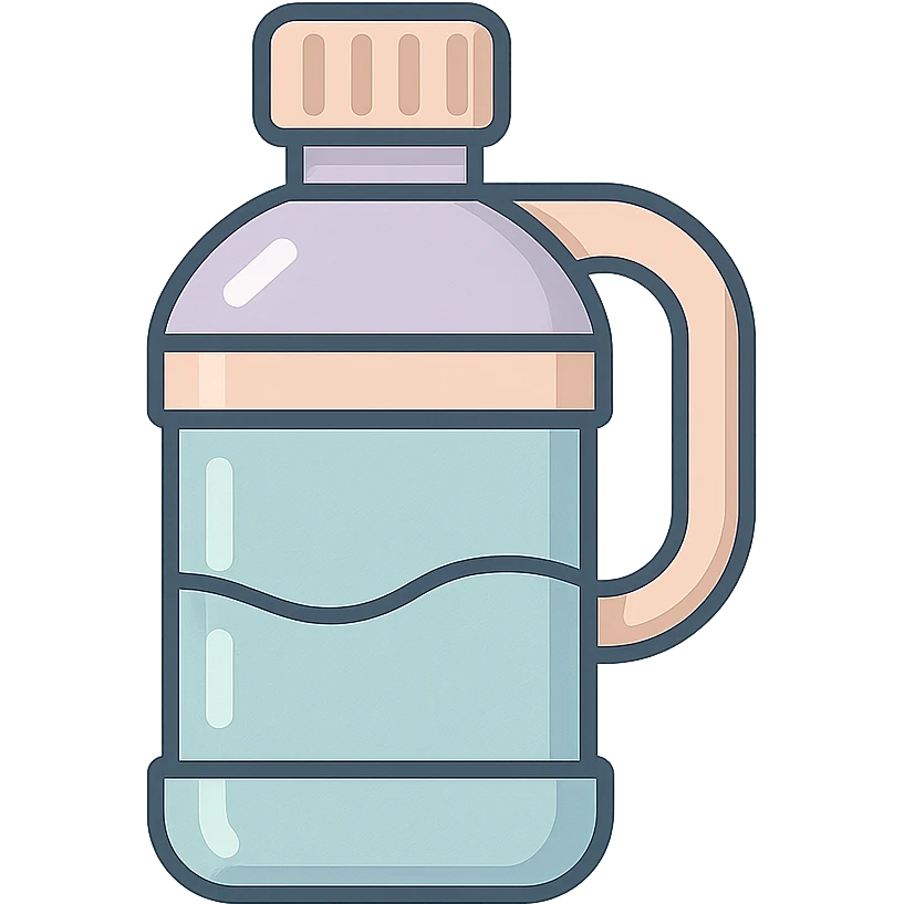 water bottle with handle, icon-color-outlined style, Chinese eastern style, thin clean contours, soft rounded shapes, pastel palette #98B5BC, #B5B3C1, #C9A3C9, #E4C0CA, #F7DCD1, #F7C0AA, detailed shadows and highlights, soft lighting, transparent background, no decoration emoji