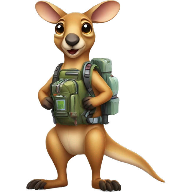 Kangaroo wearing rocket pack emoji