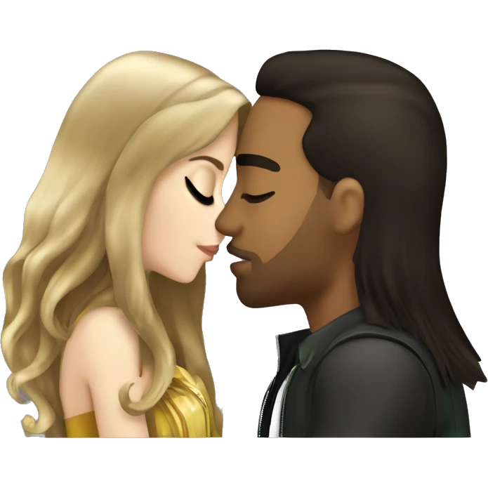 kiss-kiss romeo santos and girl green eyes and very long dark blond hair emoji