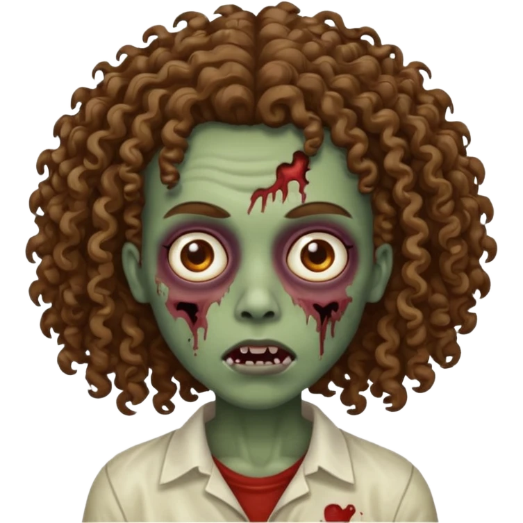 Zombie with lil bit curly medium brown hair emoji