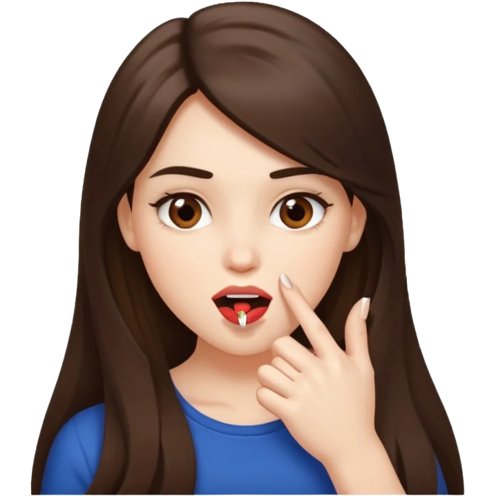 Une fille brune et blanche qui se mord un ongle comme si elle draguait qqn emoji