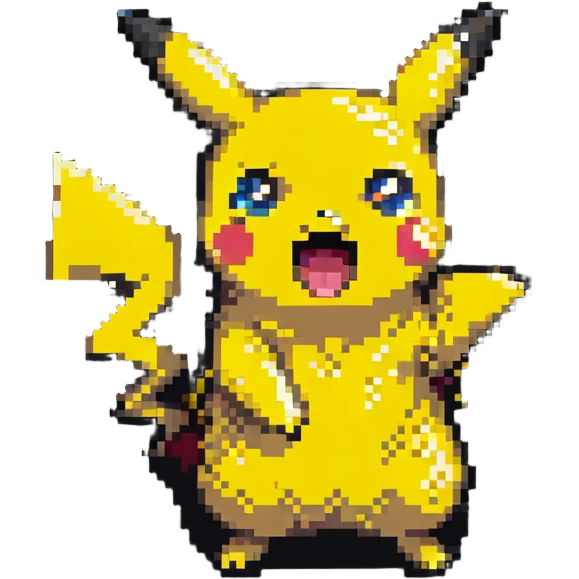 surprised shocked Pikachu with open mouth emoji