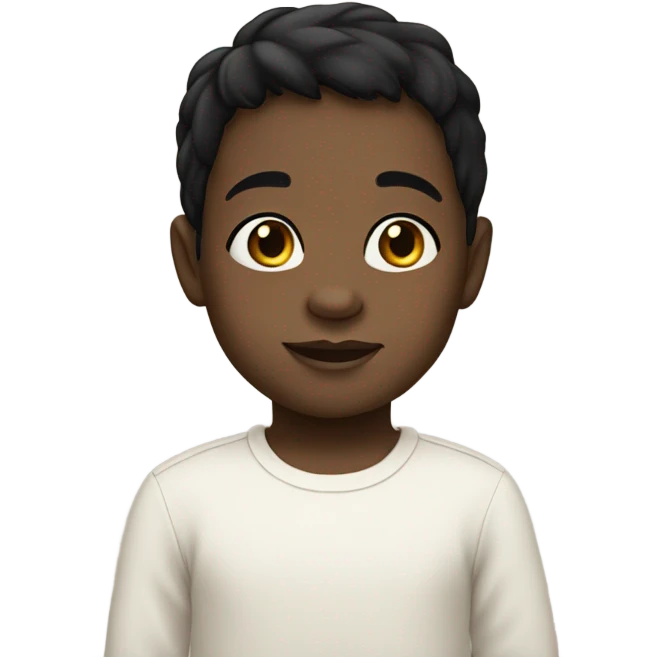 Black haired toddler with white skintone. emoji