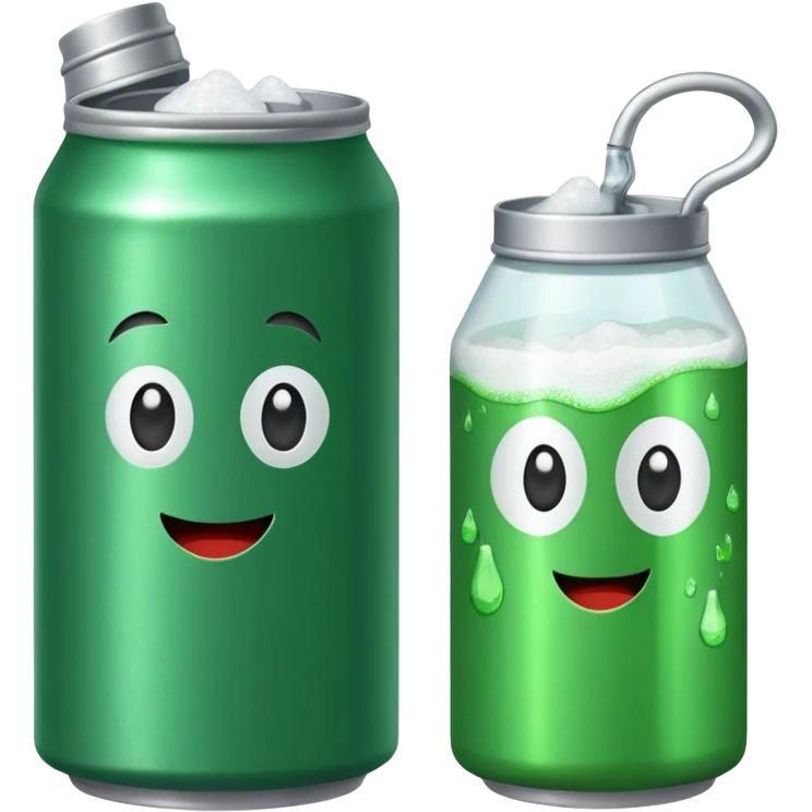 Green Soda can on left and Salt Jug on right emoji
