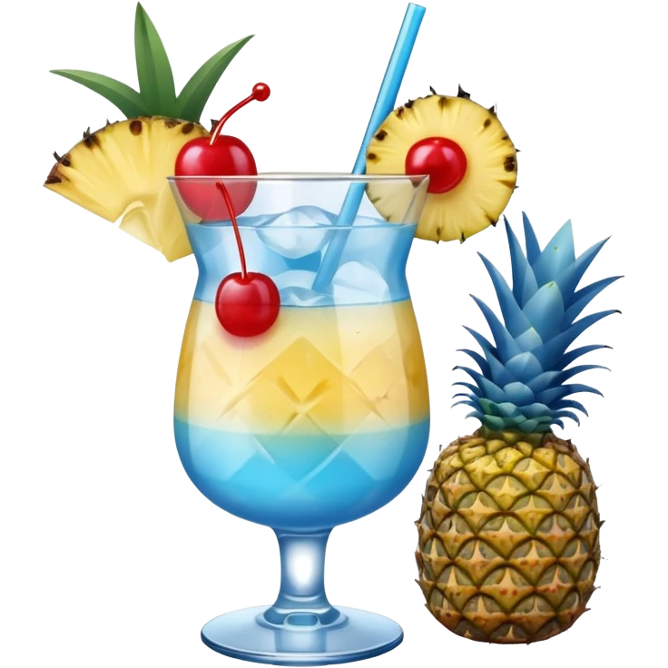 Blue Hawaiian mocktail pineapple cherry garnish  emoji