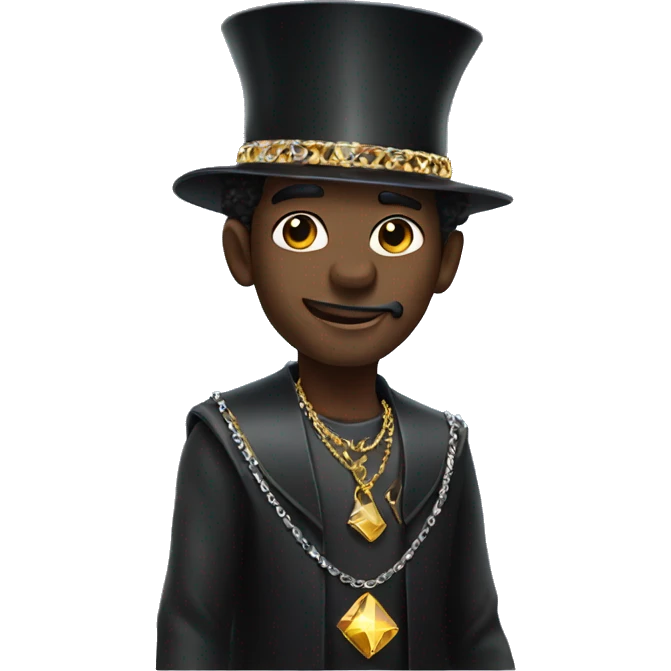 rich black magician, wearing diamond chains emoji