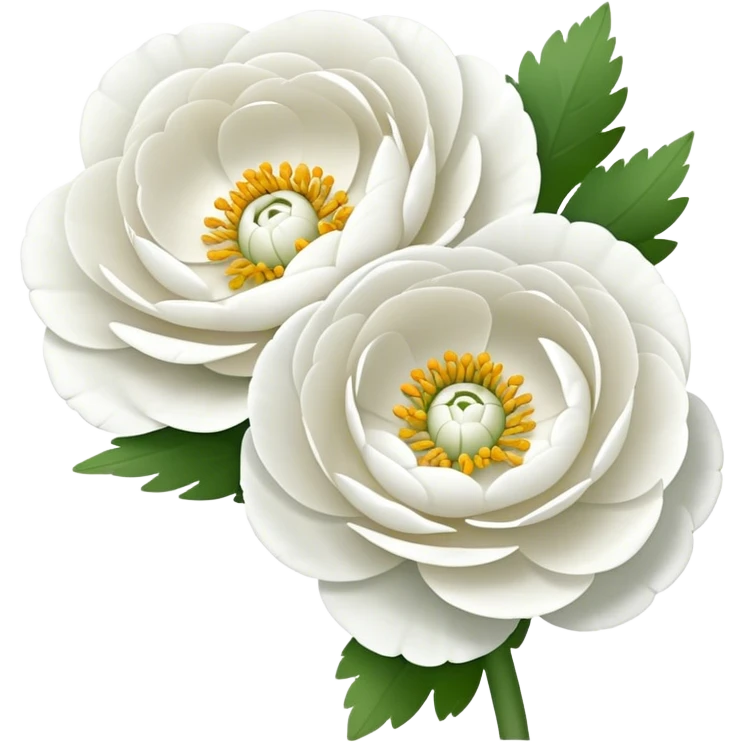 Two plain white Ranunculus flowers emoji