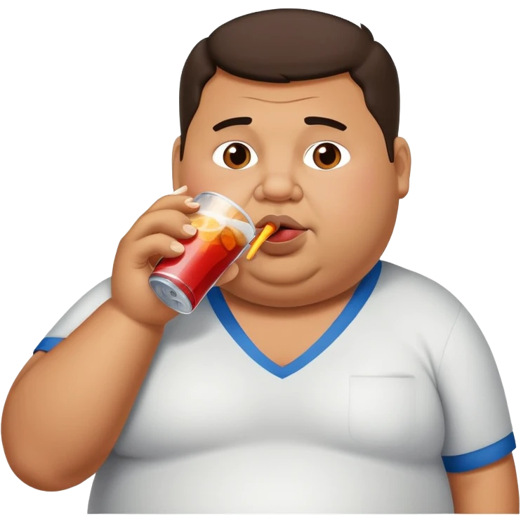 Obese Latino man drinking soda  emoji